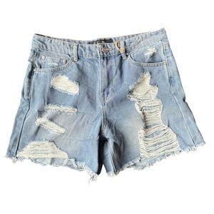 NWT Indigo Rein Light Blue Distressed Women Shorts Size 9